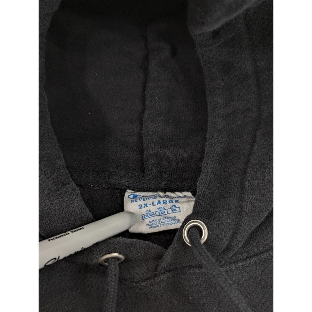 Champion Reverse Weave‎ Hoodie Sweatshirt Black Hooded Pullover Sports Sz 2XL